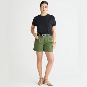 J.Crew Women's Pleated Capeside Chino Shorts High Rise Utility Green Size 12